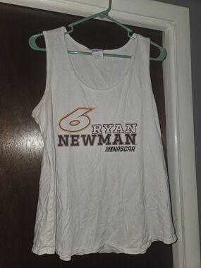 Nascar White Tank Top with Ryan Newman #6 Graphic